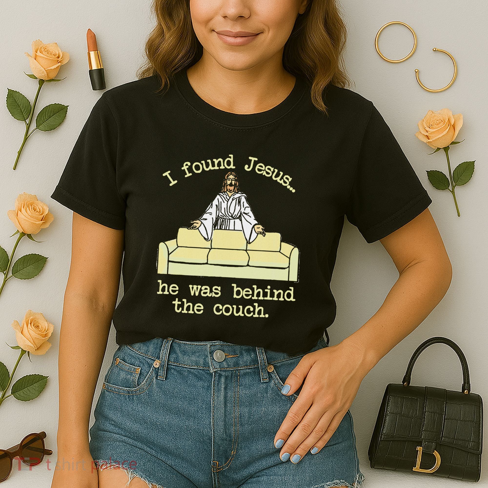 I Found Jesus... He Was Behind The Couch Comfort Colors Boxy T-Shirt
