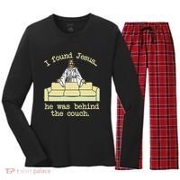 I Found Jesus... He Was Behind The Couch Women's Long Sleeve Flannel Pajama Set  thumb 0