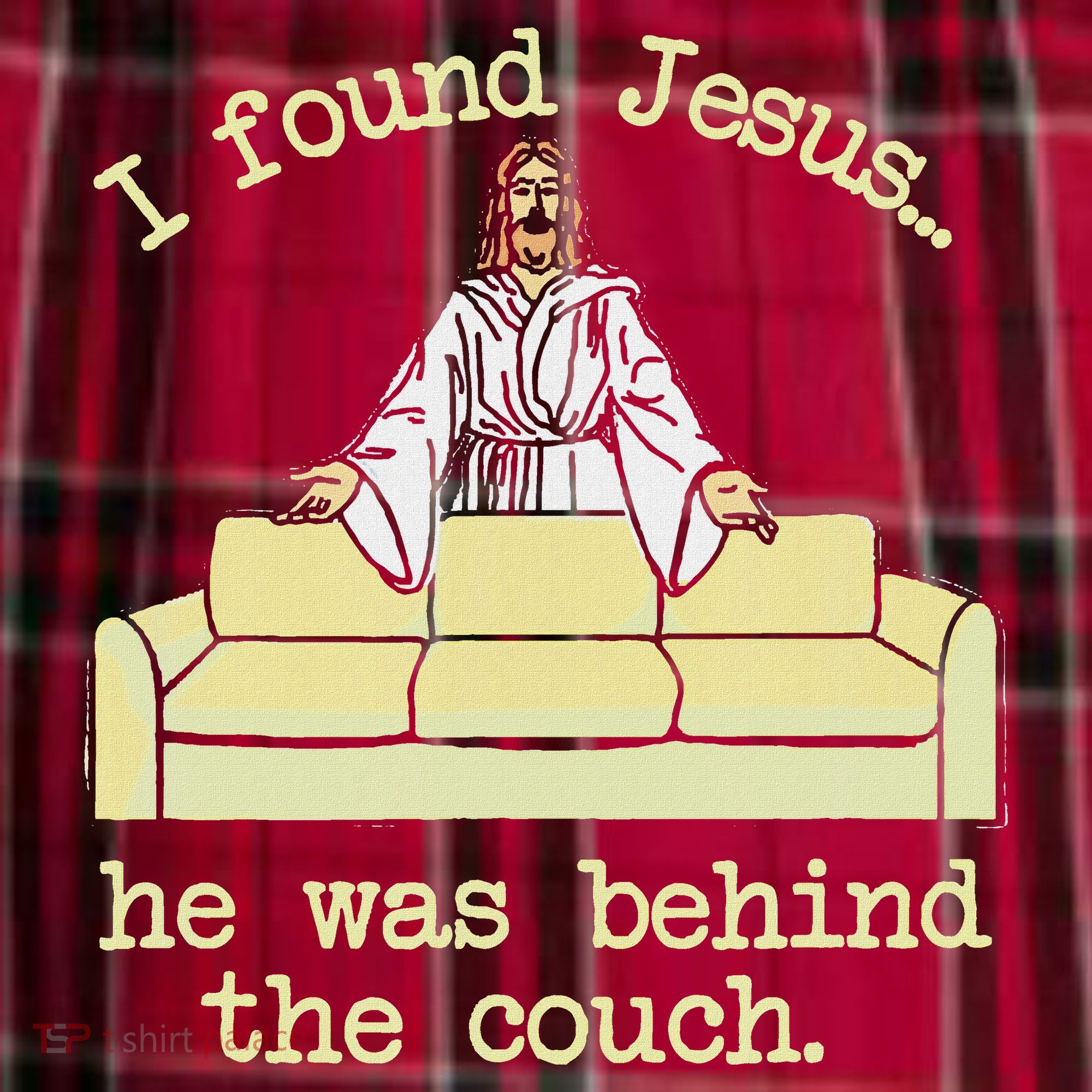 I Found Jesus... He Was Behind The Couch Men's Flannel Plaid Pajama Pants