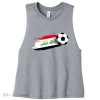 Iraq Flag Jersey Iraqi Soccer Team Iraqi Women's Racerback Cropped Tank thumb 0