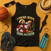 I Found Jesus Still Looking Bigfoot Tank Top thumb 4