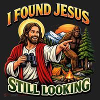 I Found Jesus Still Looking Bigfoot Golf Towel thumb 3