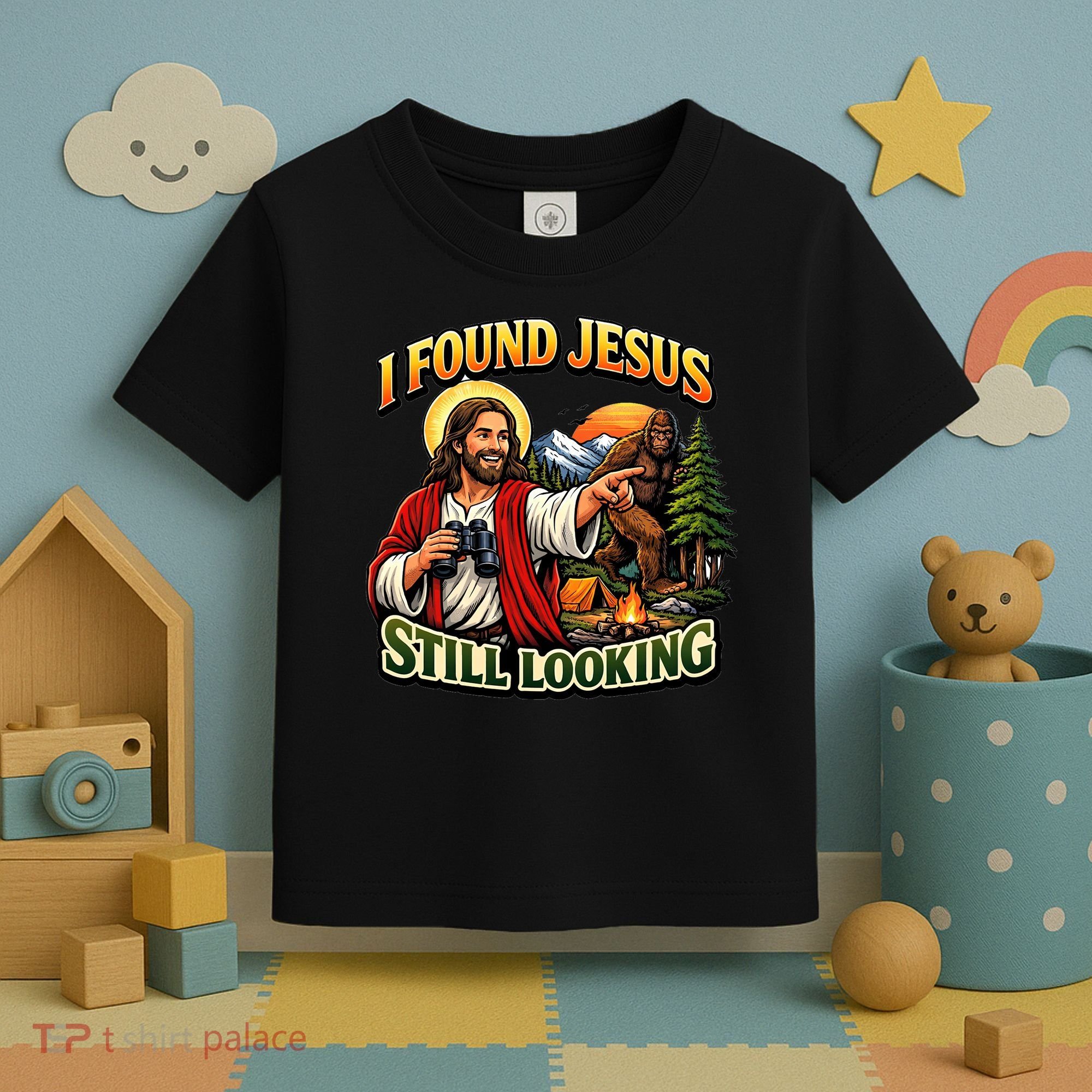 I Found Jesus Still Looking Bigfoot Toddler T-Shirt