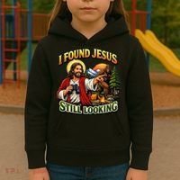 I Found Jesus Still Looking Bigfoot Kids Hoodie thumb 3