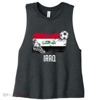 Iraq Flag Jersey Iraqi Soccer Team Iraqi Women's Racerback Cropped Tank thumb 0