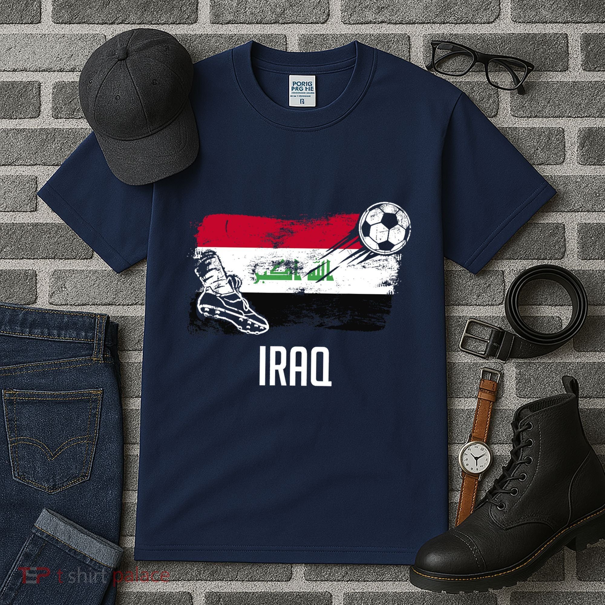 Iraq Flag Jersey Iraqi Soccer Team Iraqi Tall T-Shirt