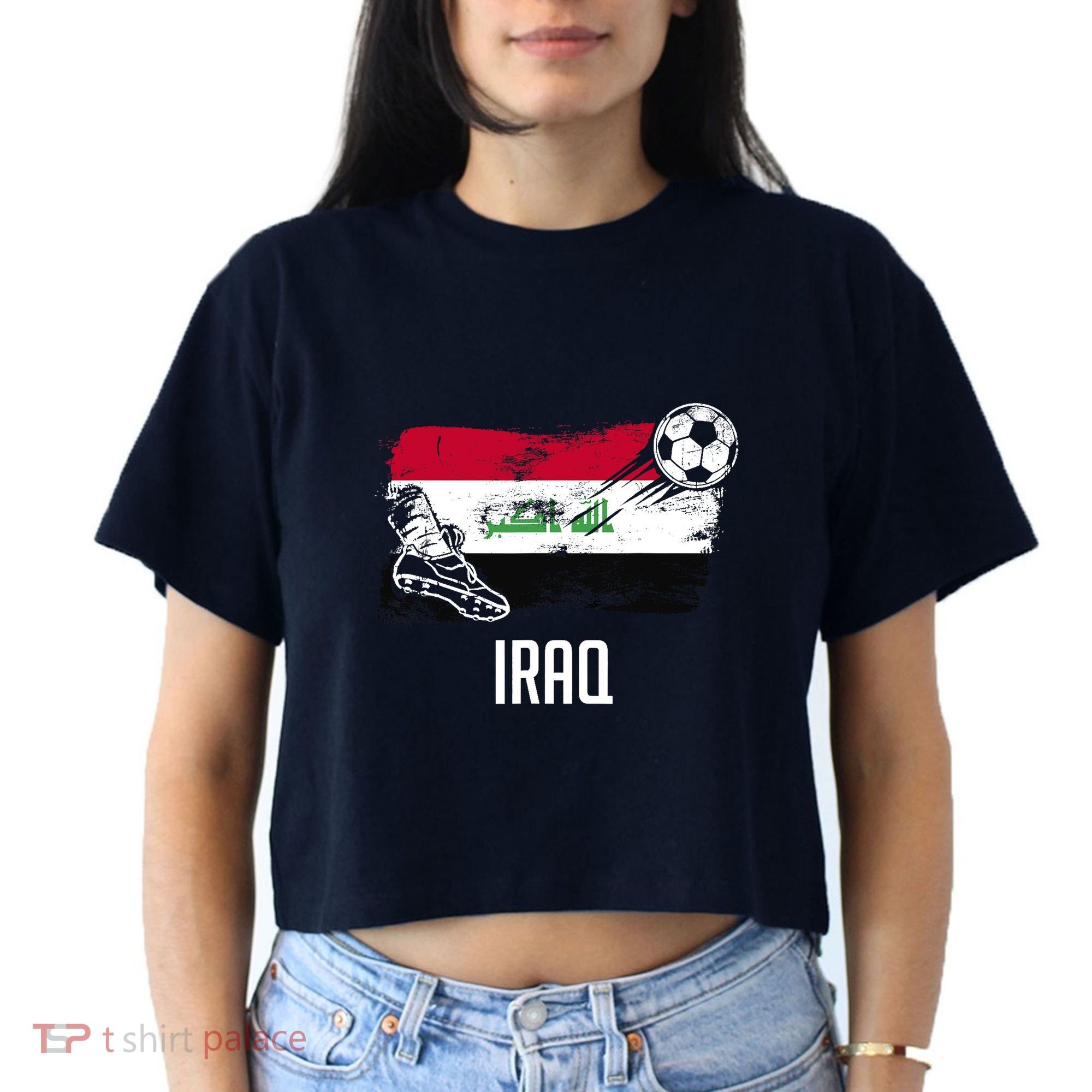 Iraq Flag Jersey Iraqi Soccer Team Iraqi Women's Crop Top Tee