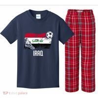 Iraq Flag Jersey Iraqi Soccer Team Iraqi Kids Plaid Pajama Set thumb 0