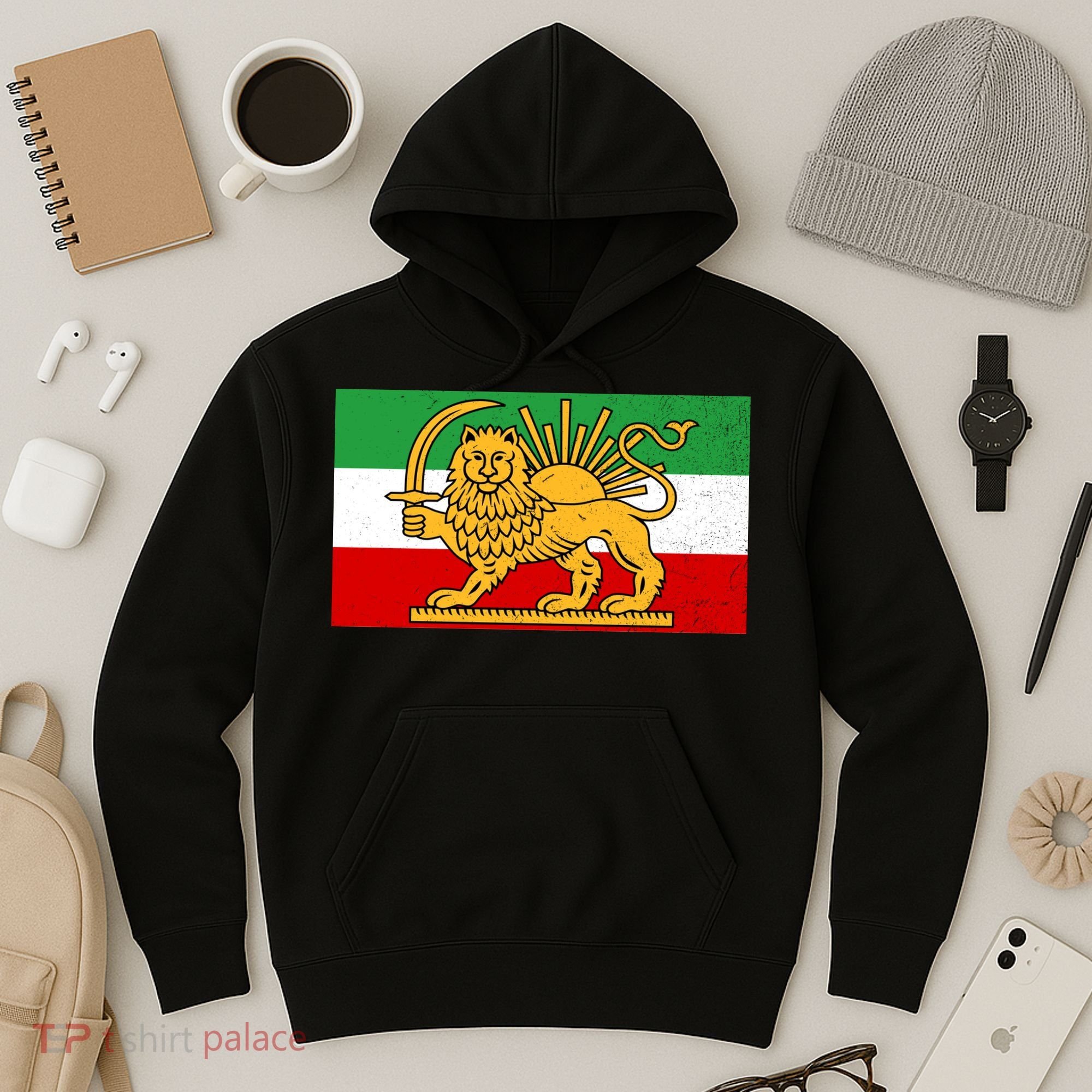 Iran Flag Lion And Sun Hoodie