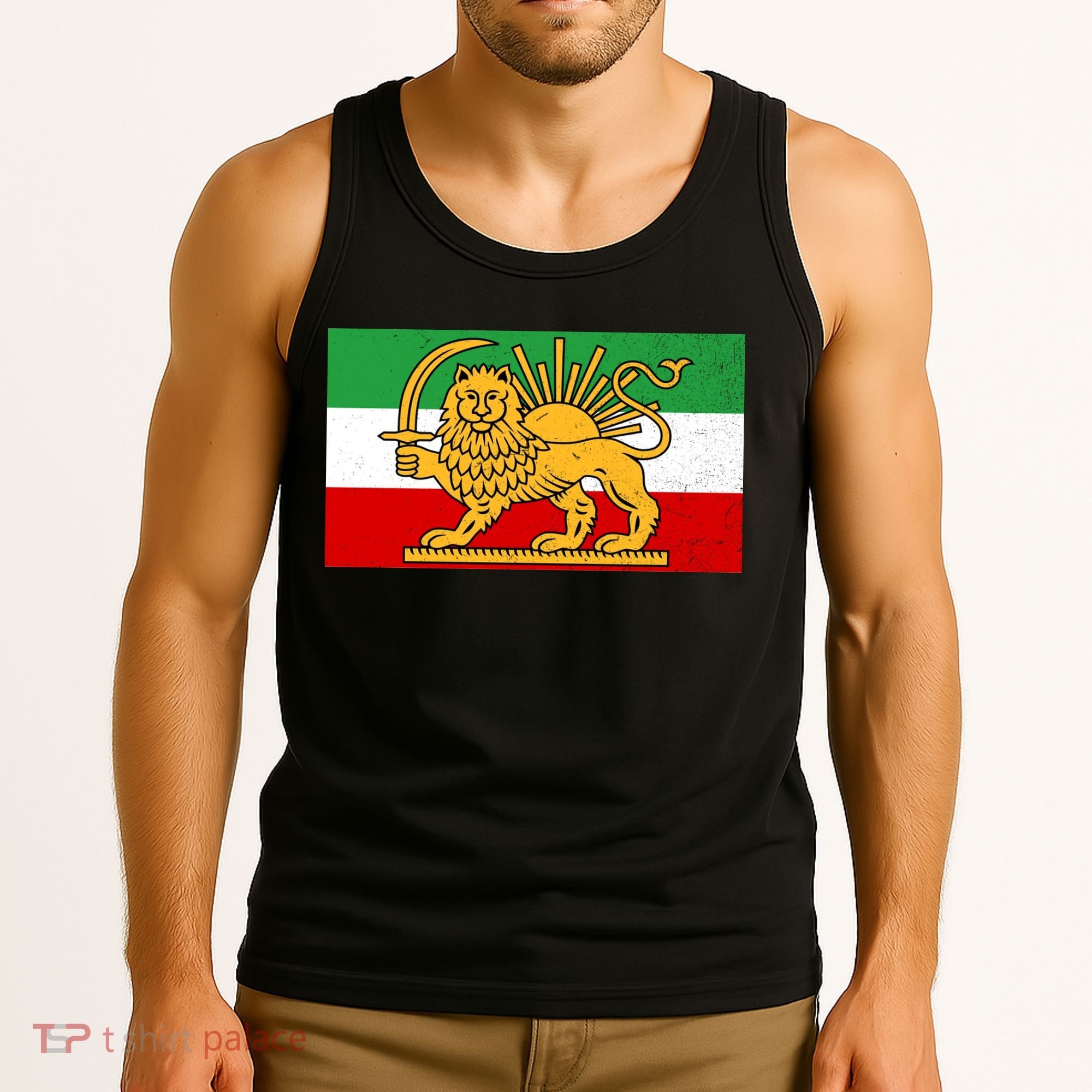 Iran Flag Lion And Sun Tank Top