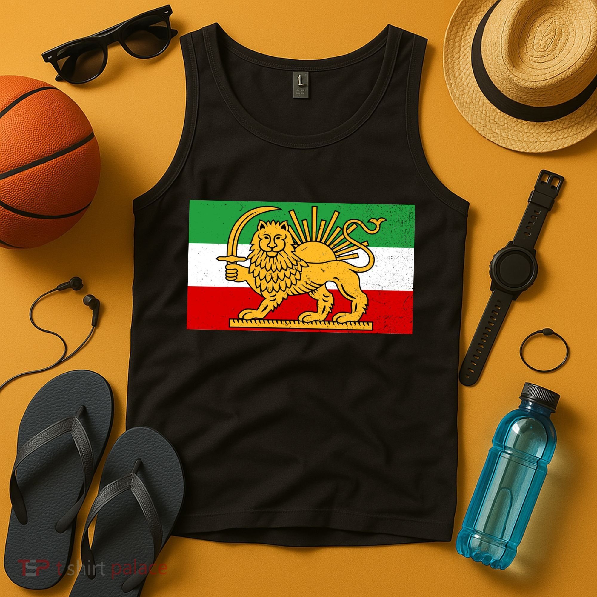 Iran Flag Lion And Sun Tank Top