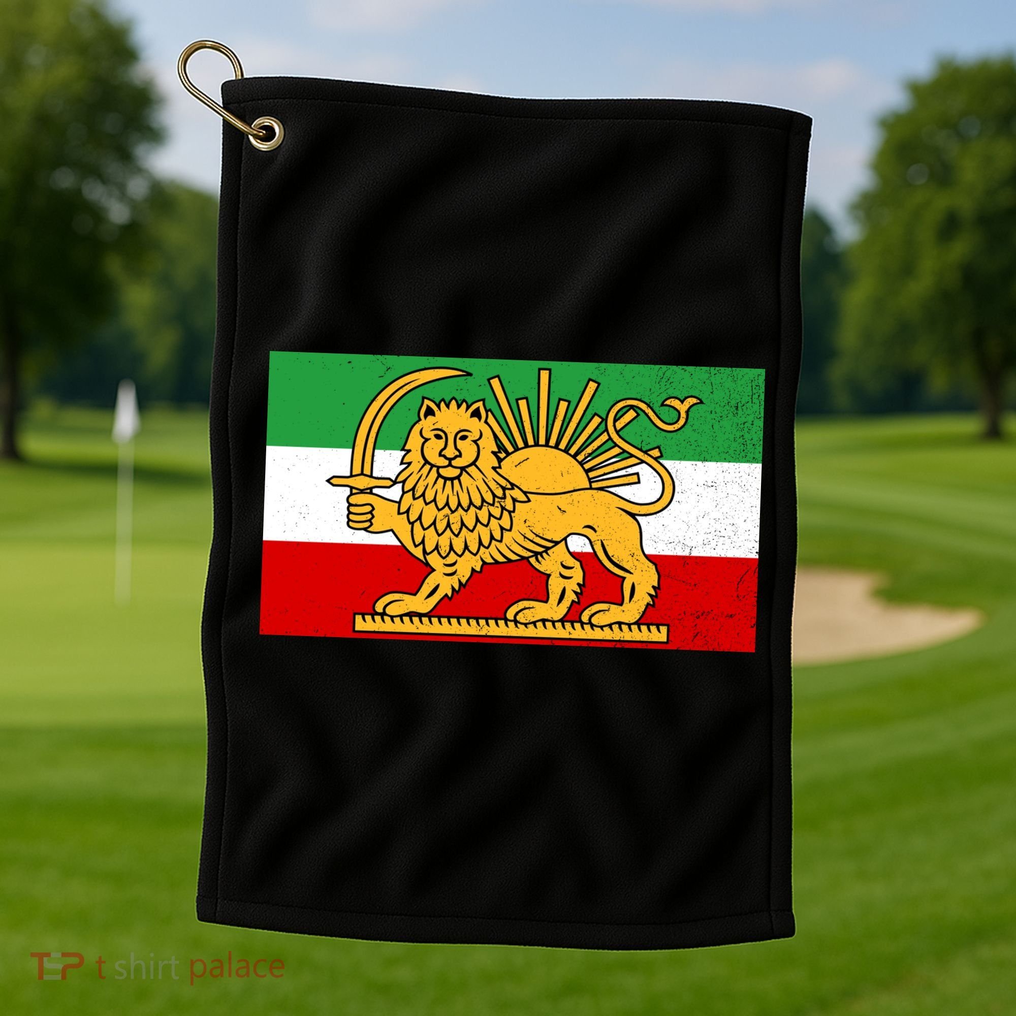 Iran Flag Lion And Sun Golf Towel