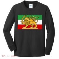 Iran Flag Lion And Sun Kids Long Sleeve Shirt thumb 0