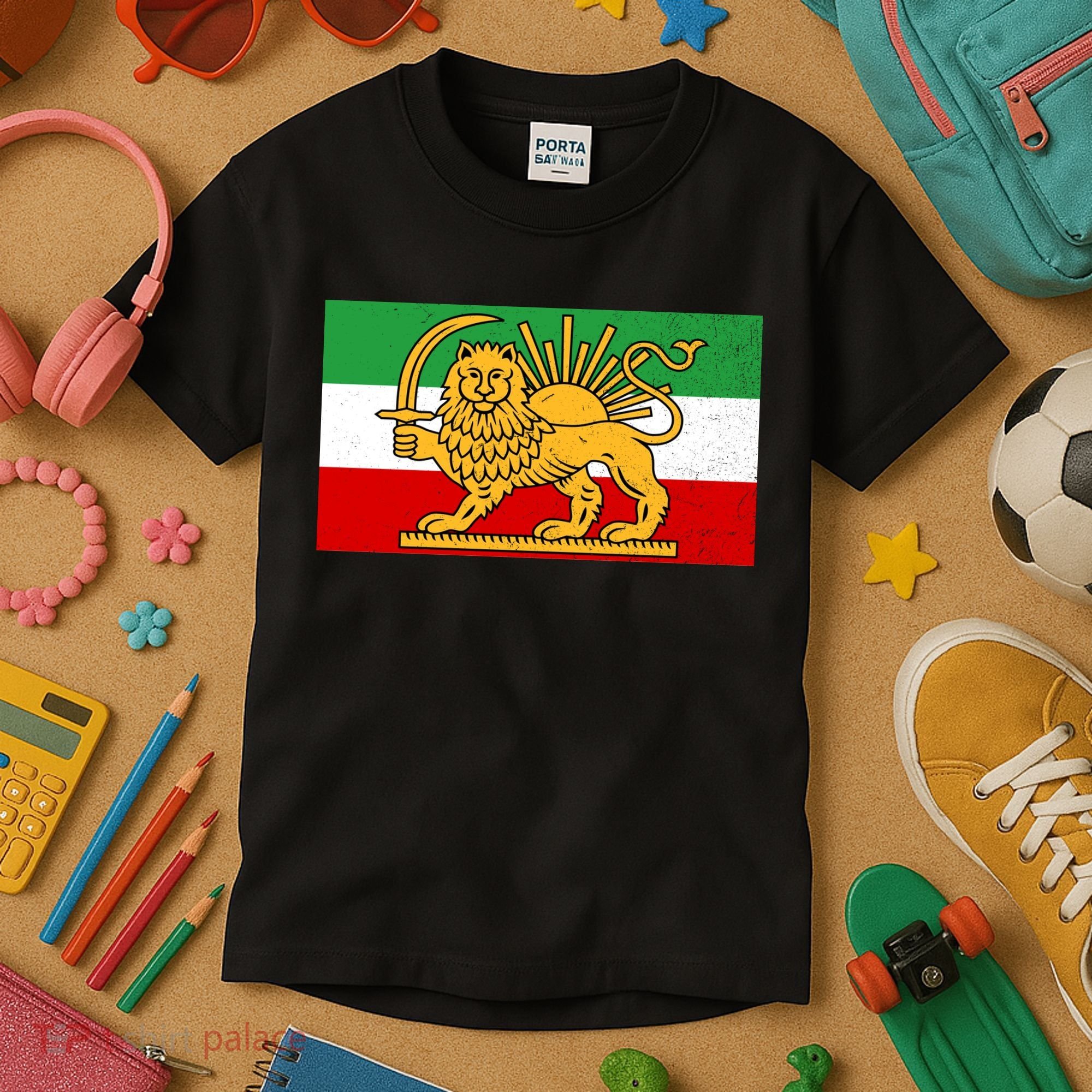 Iran Flag Lion And Sun Kids T-Shirt