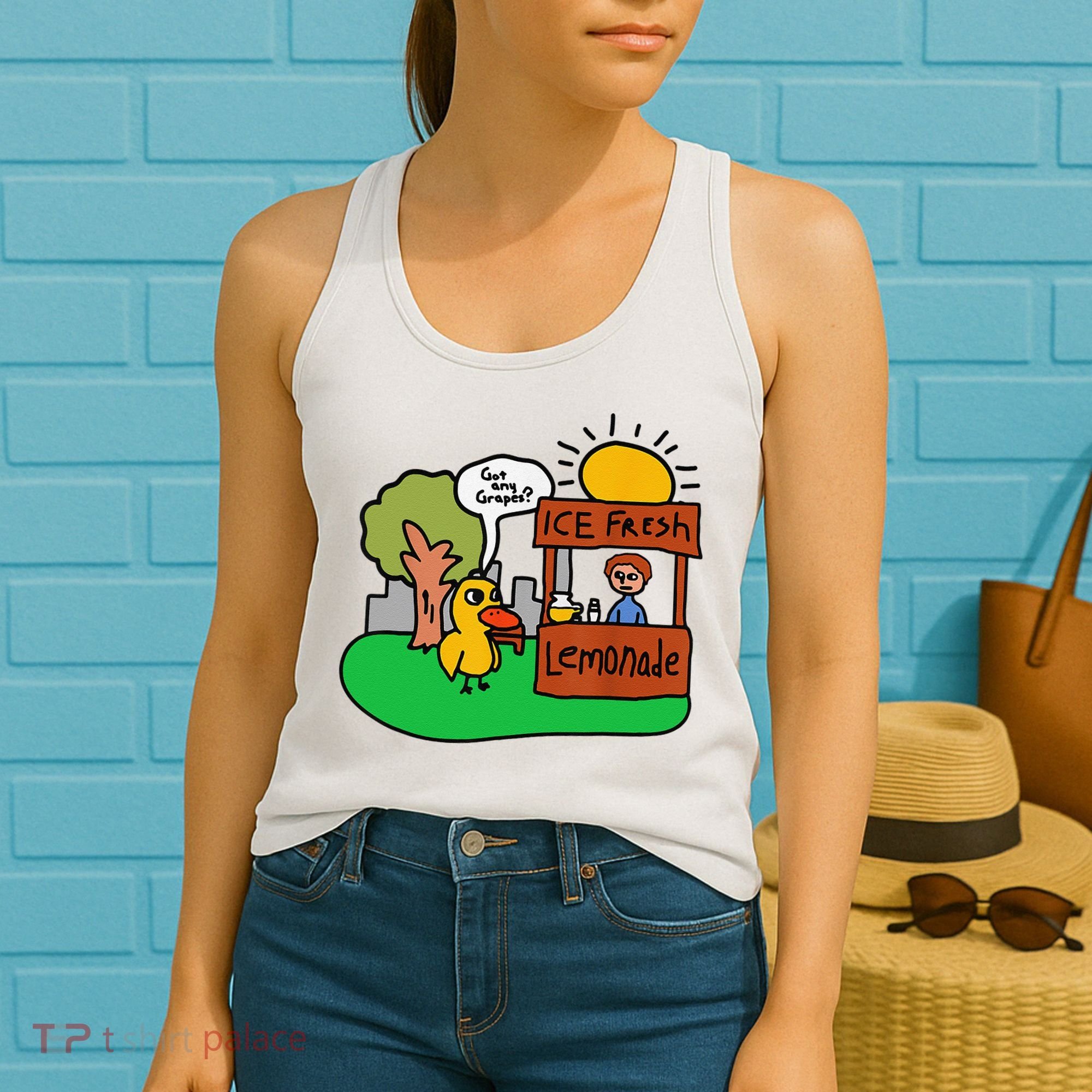 Ice Fresh Lemonade Got Any Grapes Duck Funny Gift Women's Tank Top