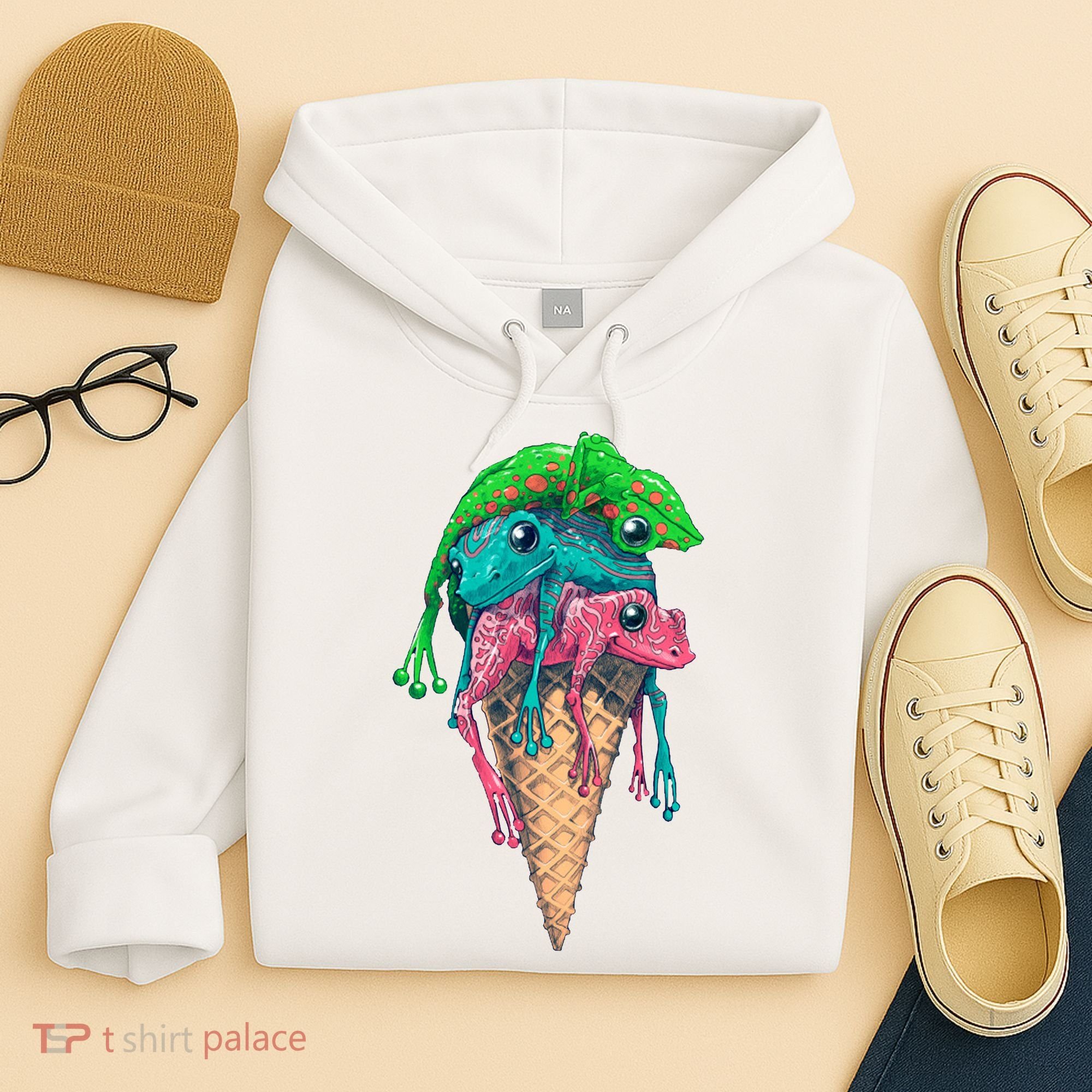 Icecream Frog Lover Food Funny Hoodie
