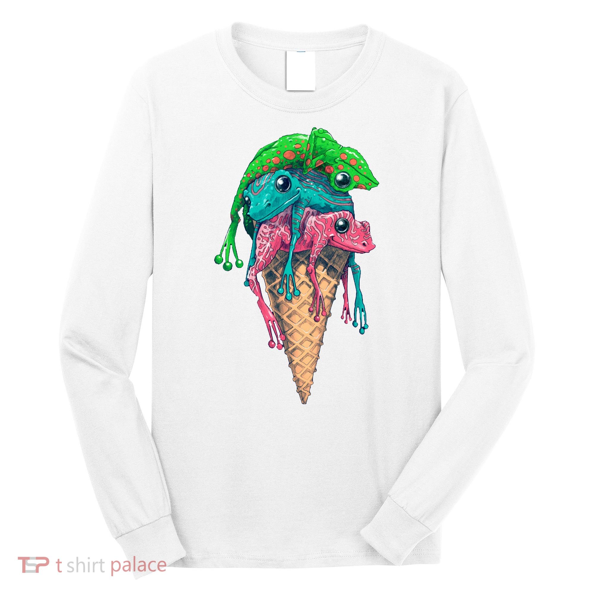 Icecream Frog Lover Food Funny Long Sleeve Shirt