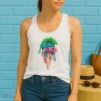 Icecream Frog Lover Food Funny Women's Tank Top thumb 2
