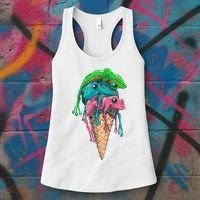 Icecream Frog Lover Food Funny Women's Tank Top thumb 3