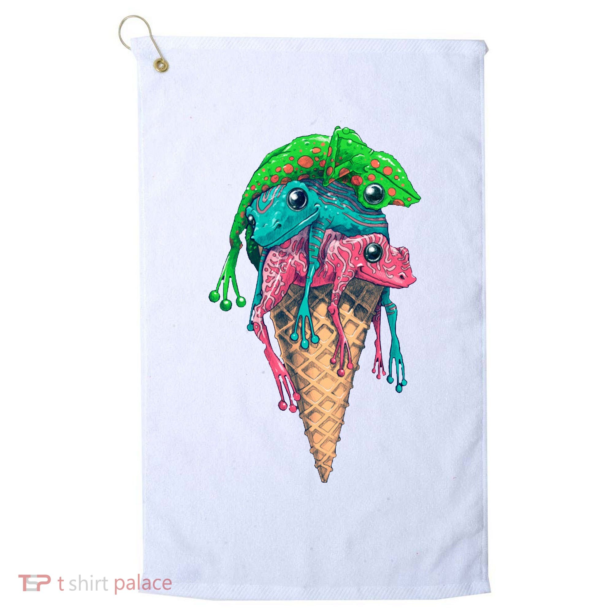 Icecream Frog Lover Food Funny Golf Towel