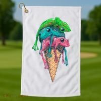 Icecream Frog Lover Food Funny Golf Towel thumb 1