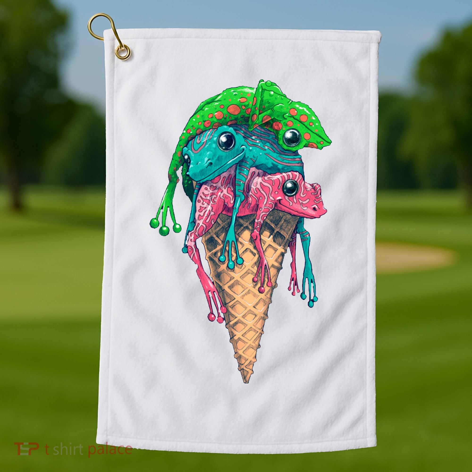 Icecream Frog Lover Food Funny Golf Towel