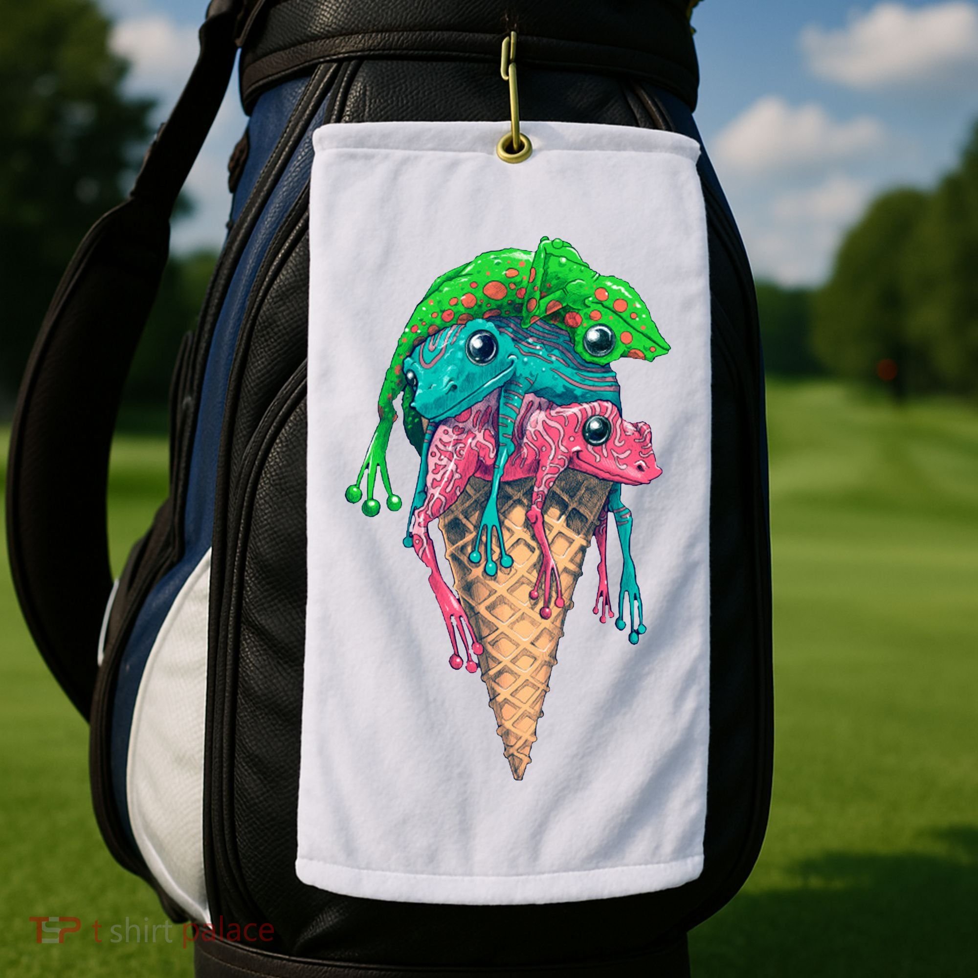 Icecream Frog Lover Food Funny Golf Towel
