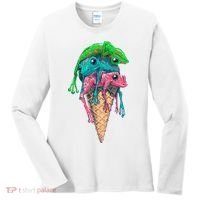 Icecream Frog Lover Food Funny Women's Long Sleeve Shirt thumb 0