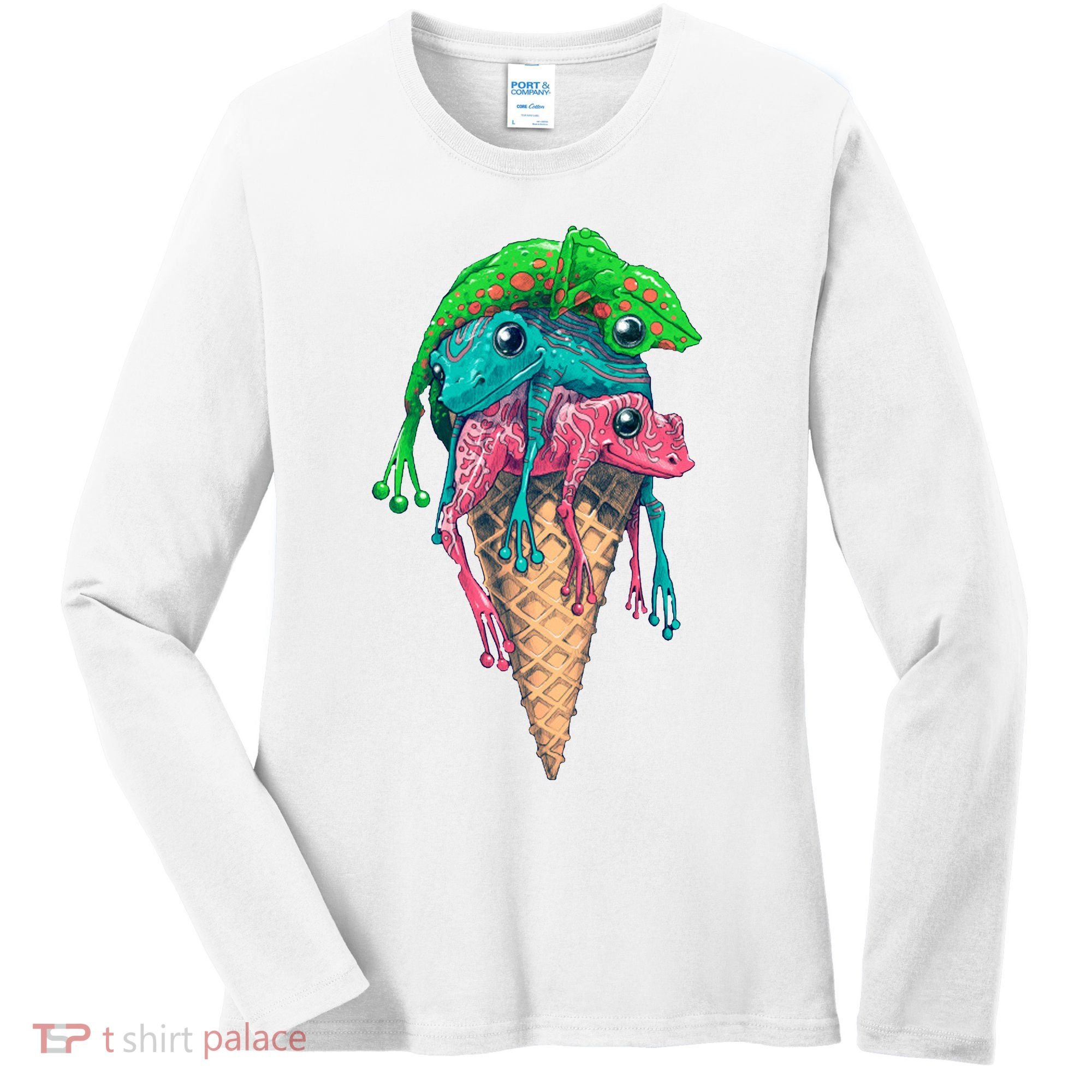 Icecream Frog Lover Food Funny Women's Long Sleeve Shirt
