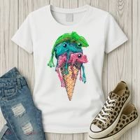 Icecream Frog Lover Food Funny Women's T-Shirt thumb 3