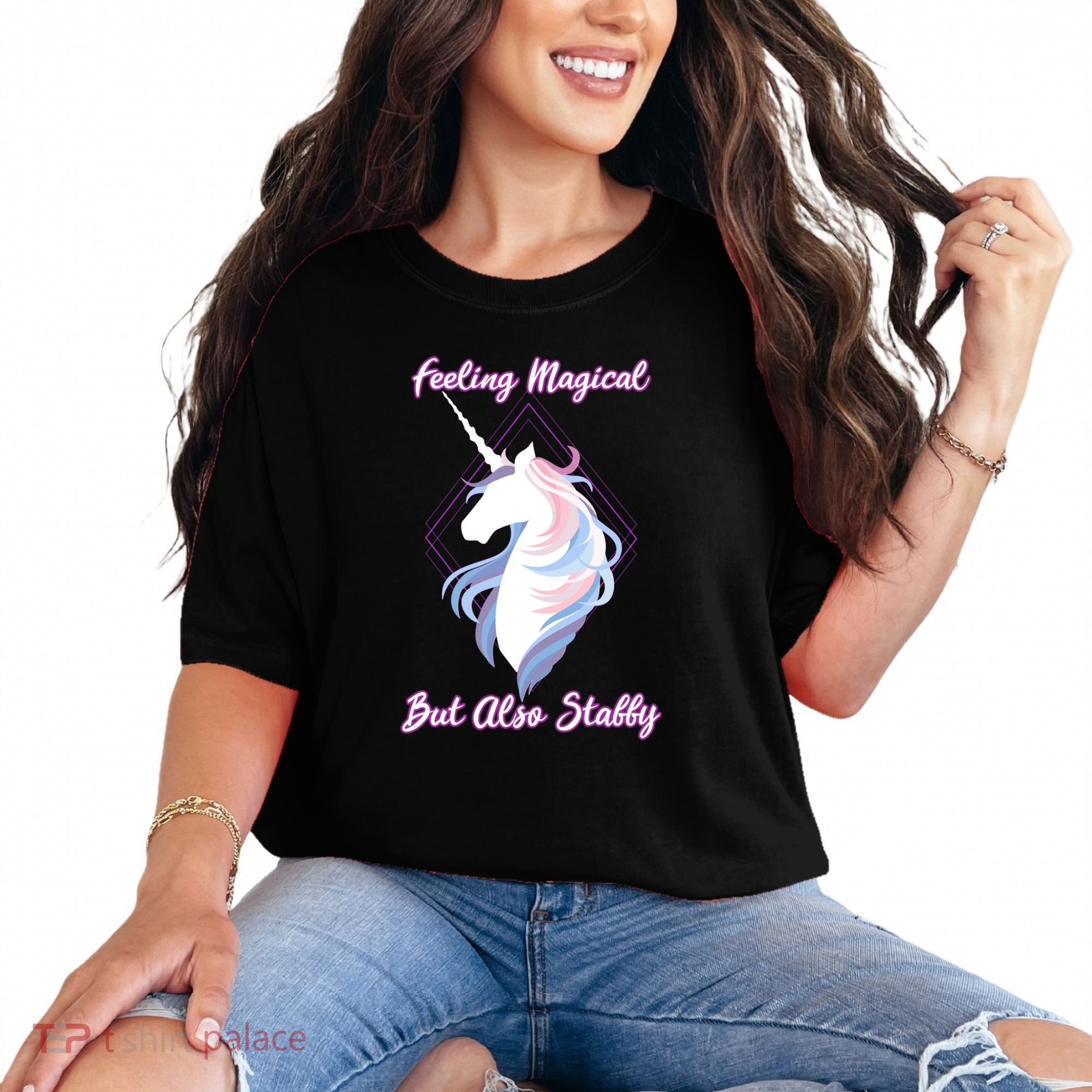 I Feel Magical But Also Stabby Funny Unicorn Gift Comfort Colors T-Shirt