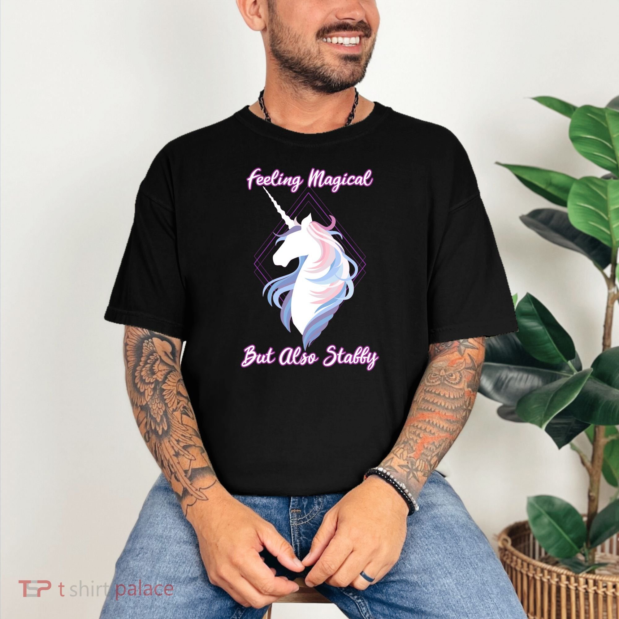 I Feel Magical But Also Stabby Funny Unicorn Gift Comfort Colors T-Shirt