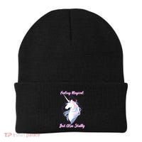 I Feel Magical But Also Stabby Funny Unicorn Gift Beanie thumb 0