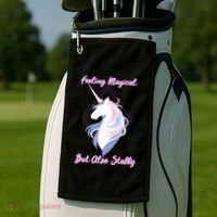 I Feel Magical But Also Stabby Funny Unicorn Gift Golf Towel thumb 2