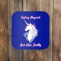 I Feel Magical But Also Stabby Funny Unicorn Gift Coaster thumb 0