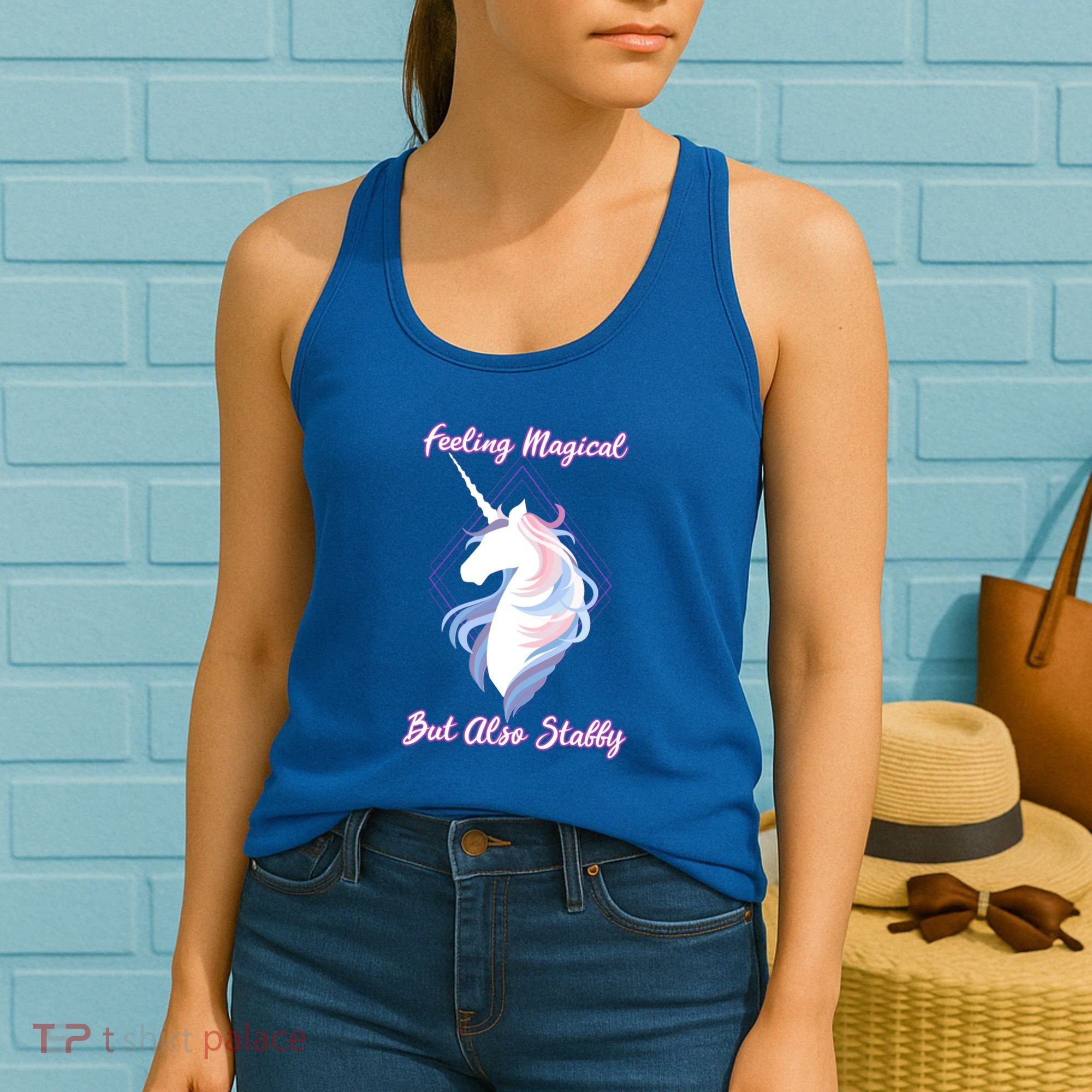 I Feel Magical But Also Stabby Funny Unicorn Gift Women's Tank Top