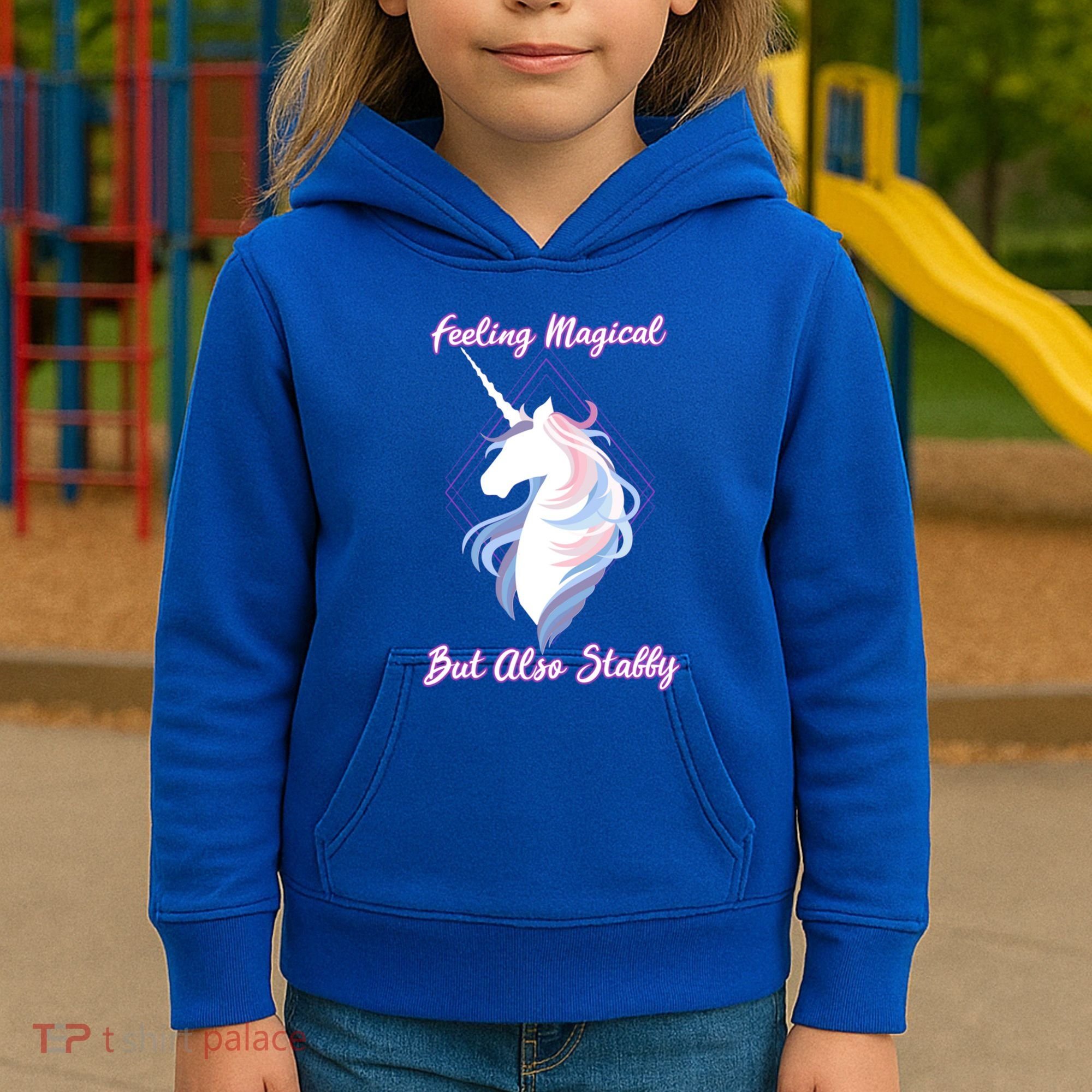 I Feel Magical But Also Stabby Funny Unicorn Gift Kids Hoodie