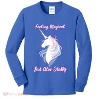 I Feel Magical But Also Stabby Funny Unicorn Gift Kids Long Sleeve Shirt thumb 0