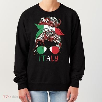 Italy Flag Messy Bun Italian Women's Sweatshirt