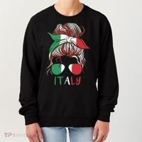 Italy Flag Messy Bun Italian Women's Sweatshirt thumb 0