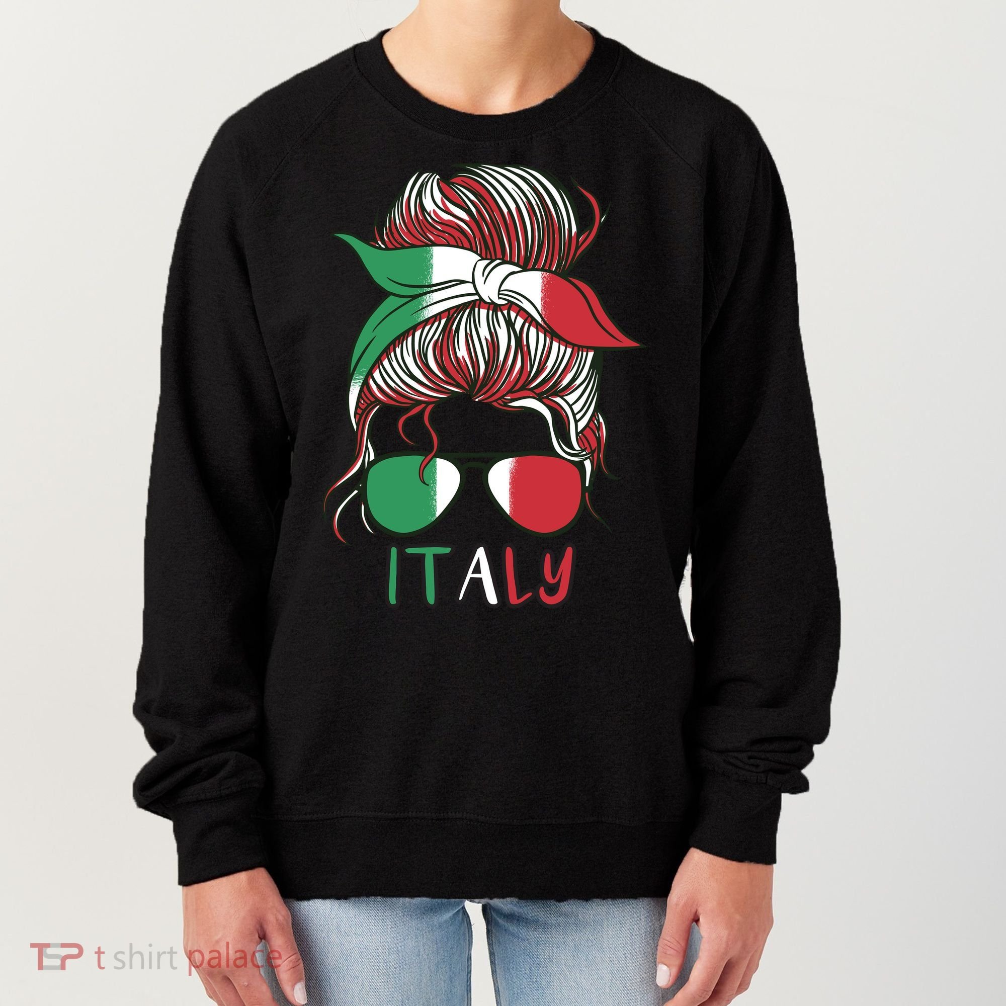 Italy Flag Messy Bun Italian Women's Sweatshirt