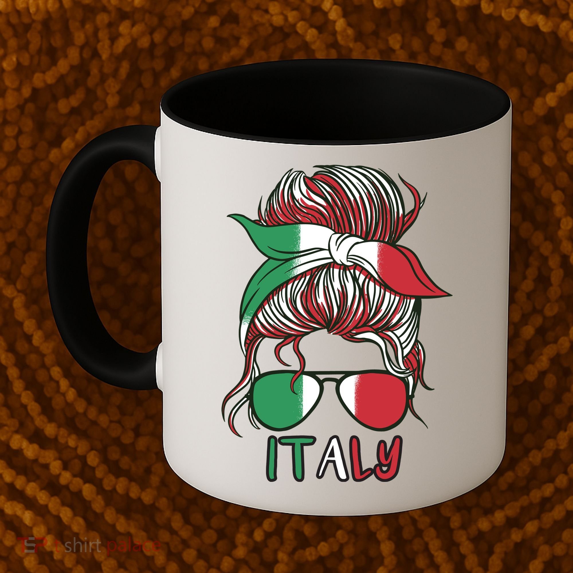 Italy Flag Messy Bun Italian Coffee Mug