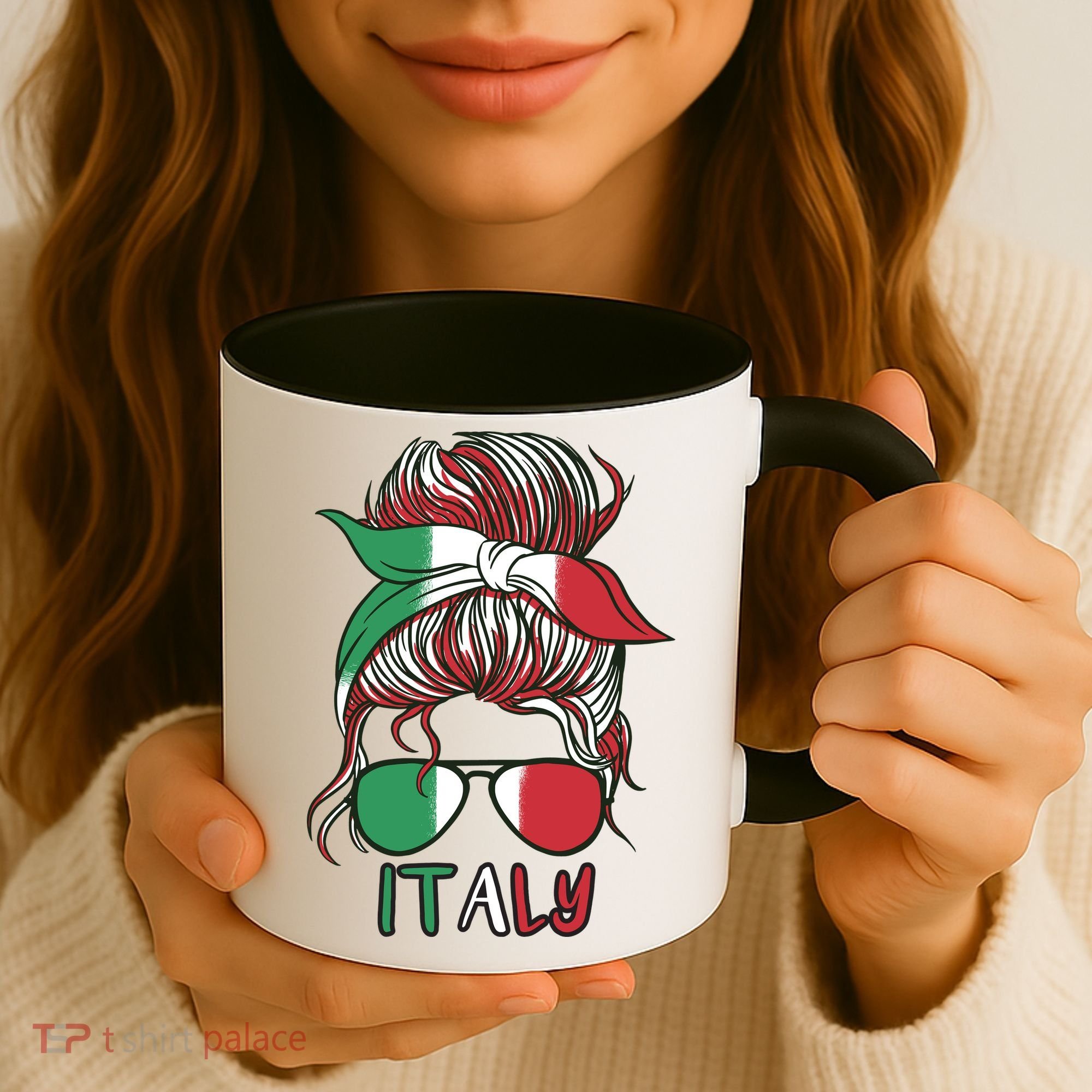 Italy Flag Messy Bun Italian Coffee Mug