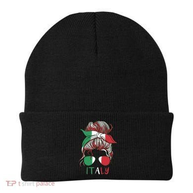 Italy Flag Messy Bun Italian Beanie