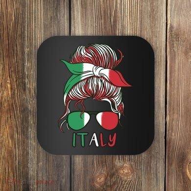 Italy Flag Messy Bun Italian Coaster