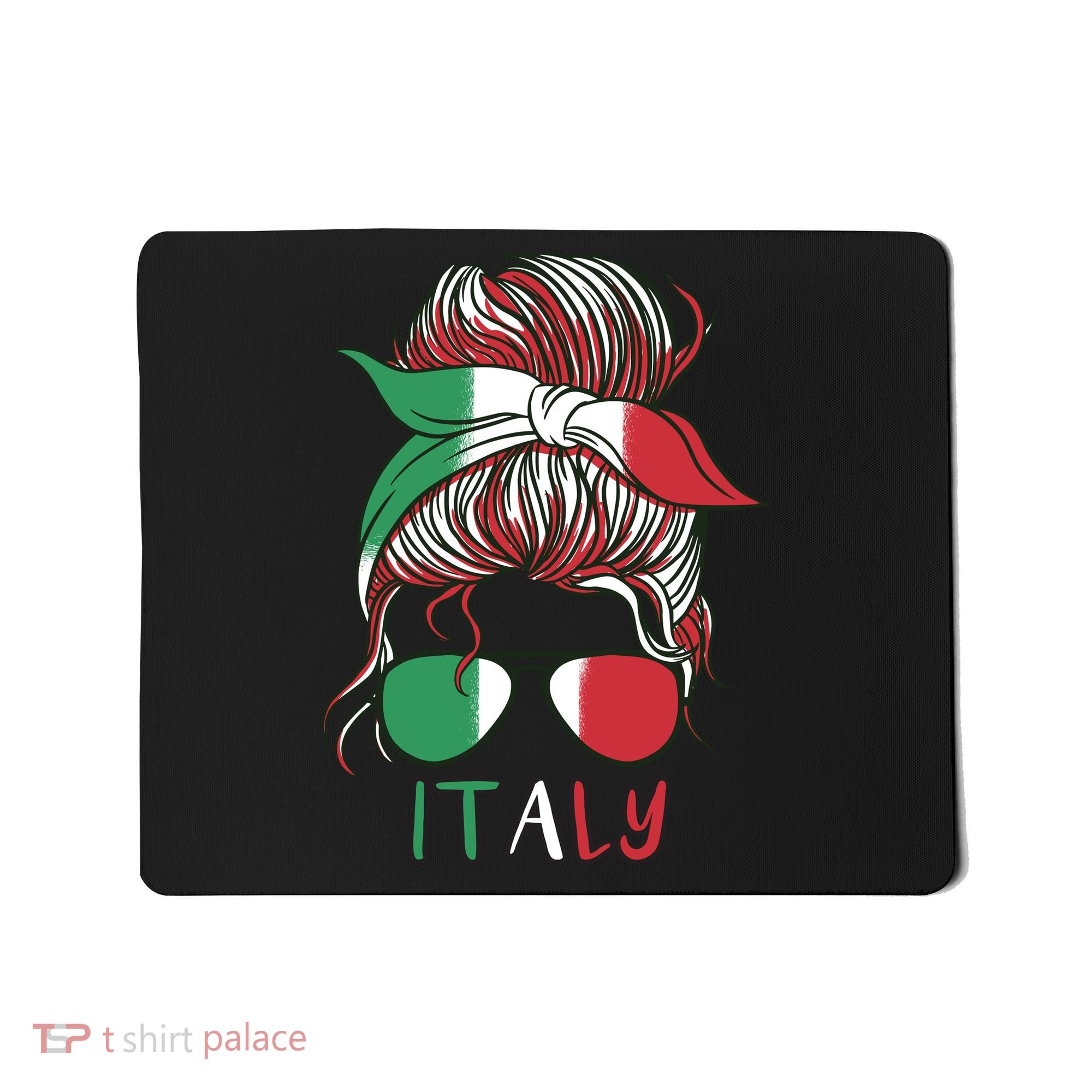 Italy Flag Messy Bun Italian Mousepad