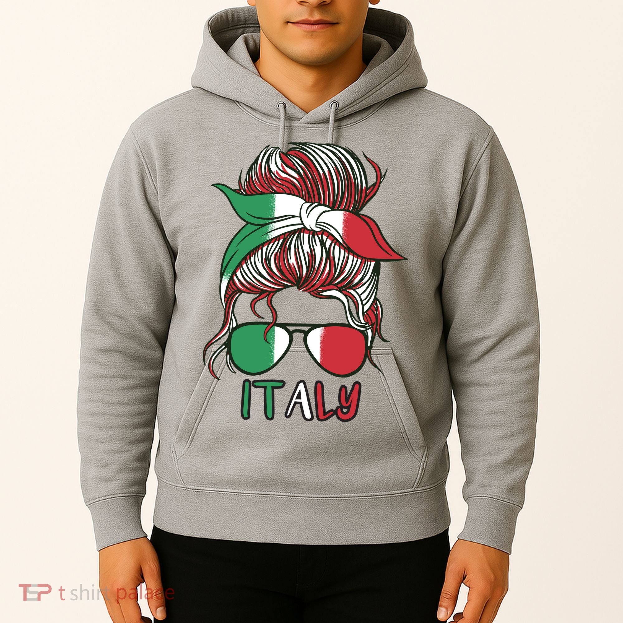Italy Flag Messy Bun Italian Hoodie