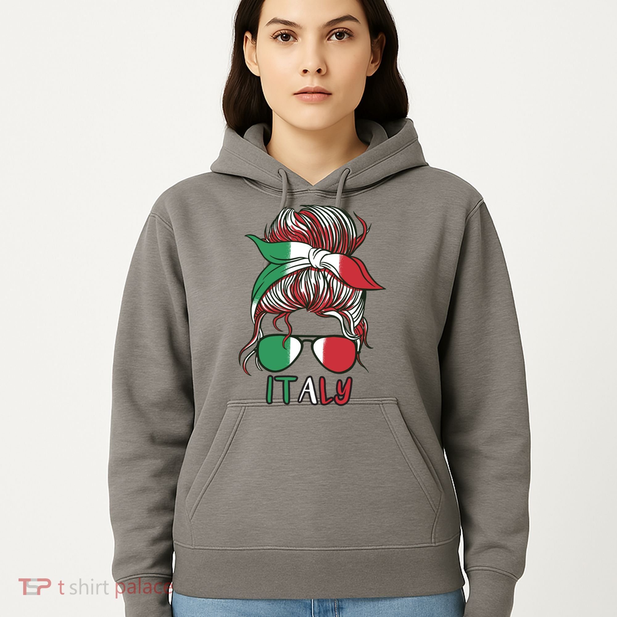 Italy Flag Messy Bun Italian Hoodie