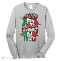 Italy Flag Messy Bun Italian Long Sleeve Shirt thumb 0