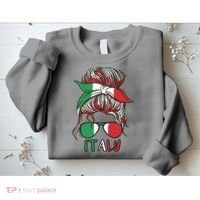 Italy Flag Messy Bun Italian Sweatshirt thumb 2